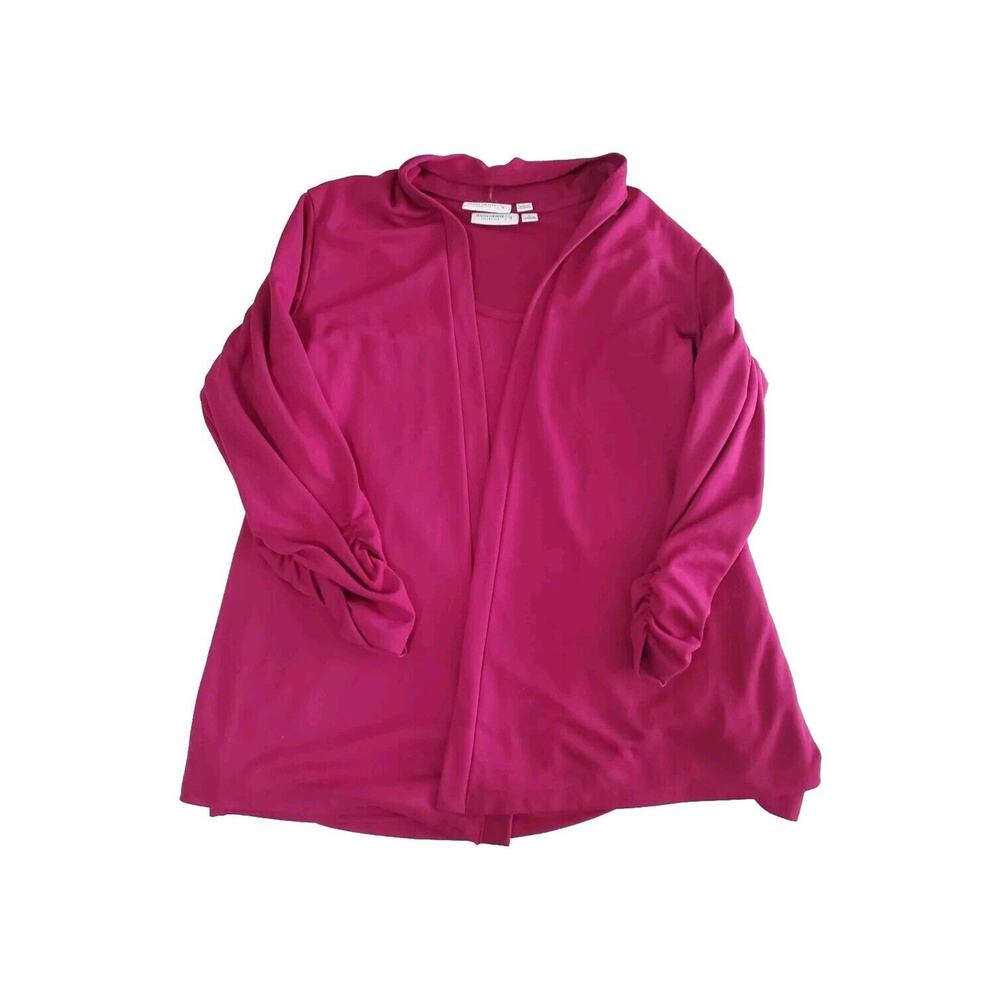 Susan Graver Womens Cardigan Sweater And Tank Pink Size Large Polyester Blend